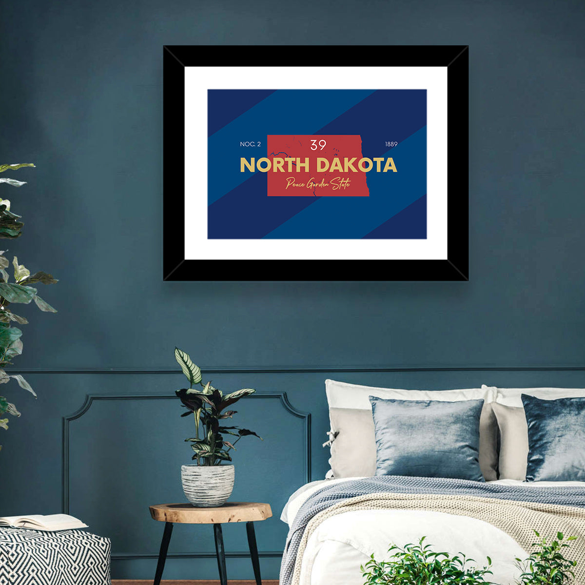 North Dakota Map Graphic Number 39 Wall Art in a room, landscape
