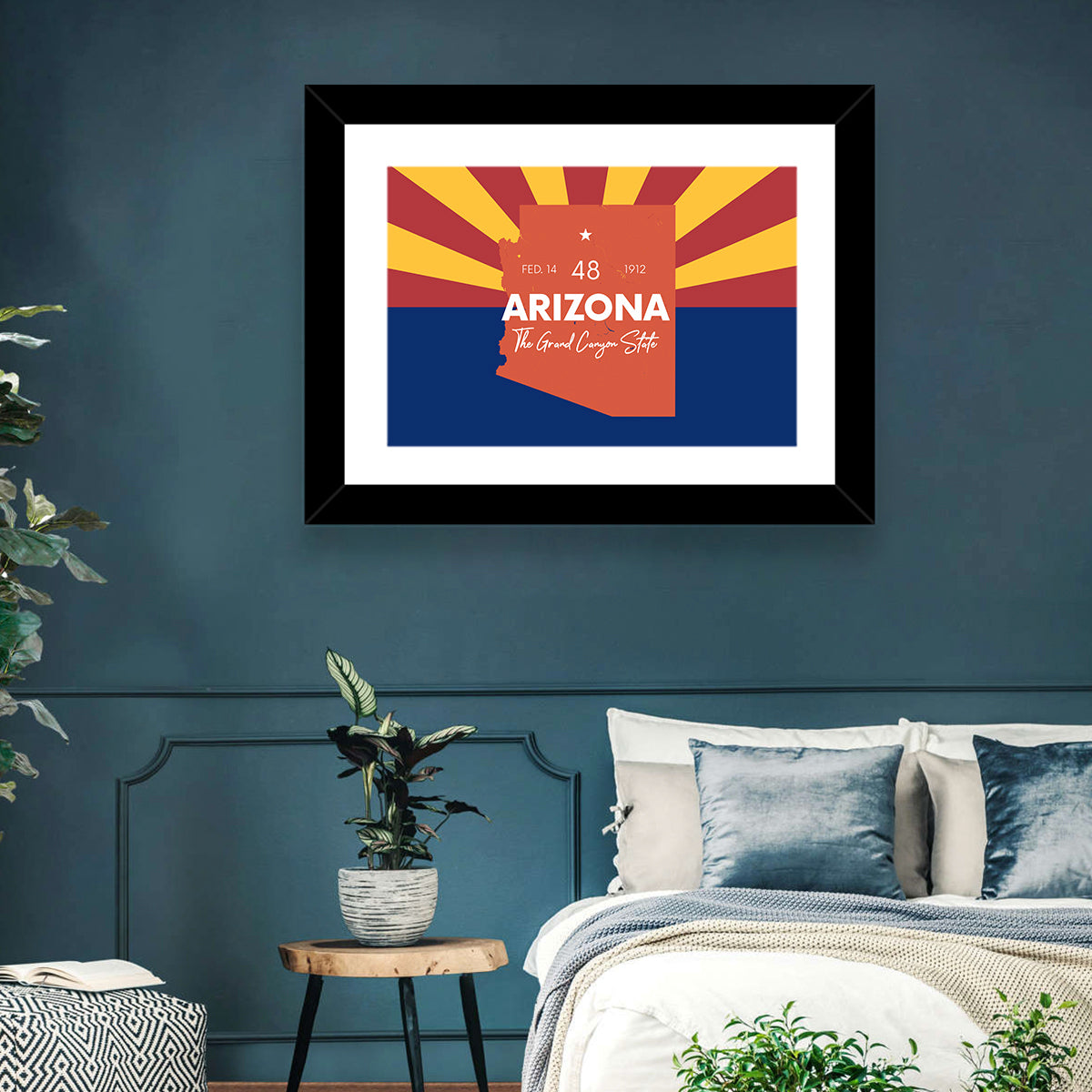 Arizona Sunburst Map Wall Art in a room, landscape