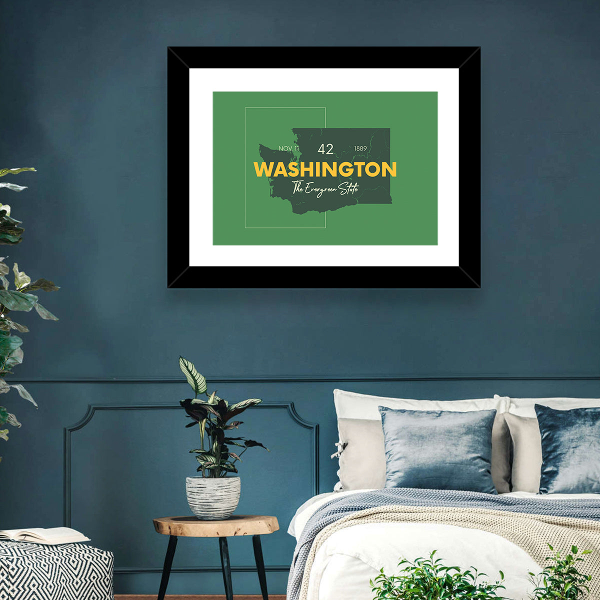Minimalist Washington State Map Wall Art