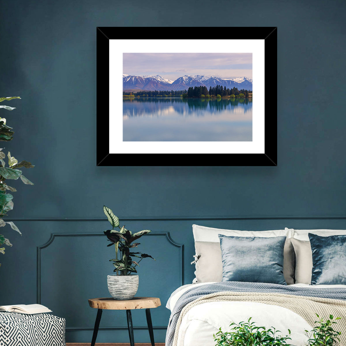 Ruataniwha Lake Reflection Wall Art in a room, landscape