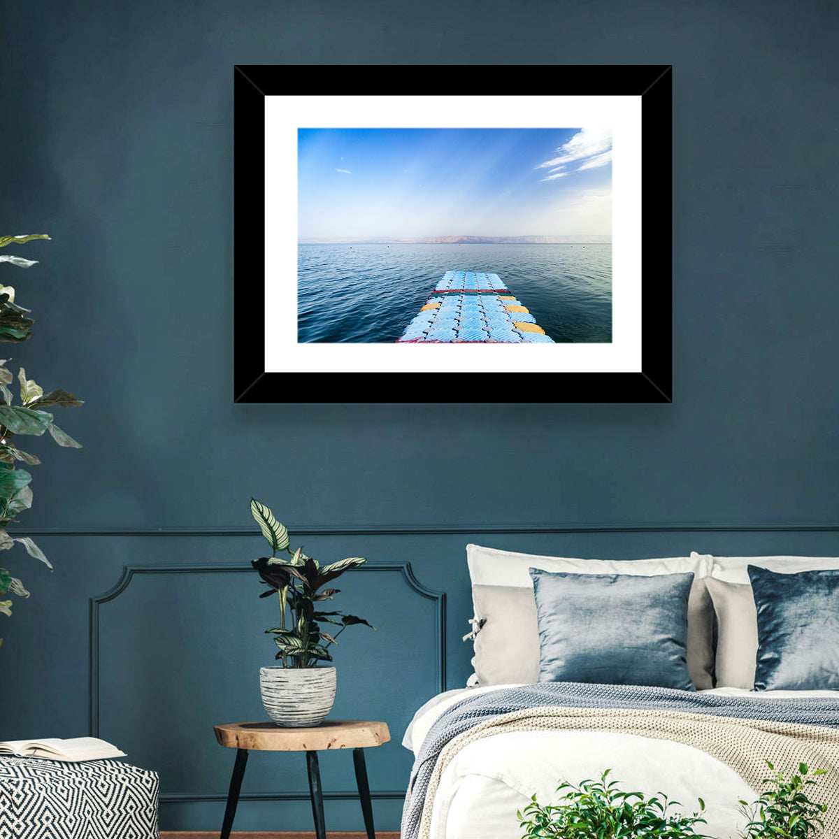 Galilee Floating Dock at Tiberias Wall Art in a room, landscape