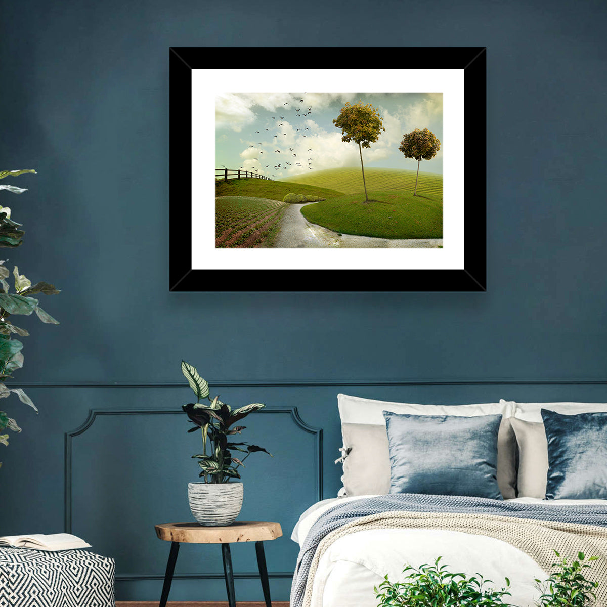 Serene Green Hills Pathscape Wall Art