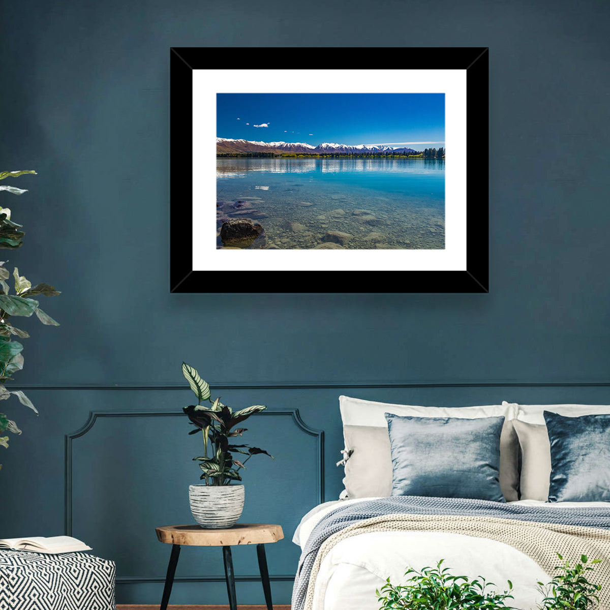Lake Ruataniwha Reflection Wall Art in a room, landscape