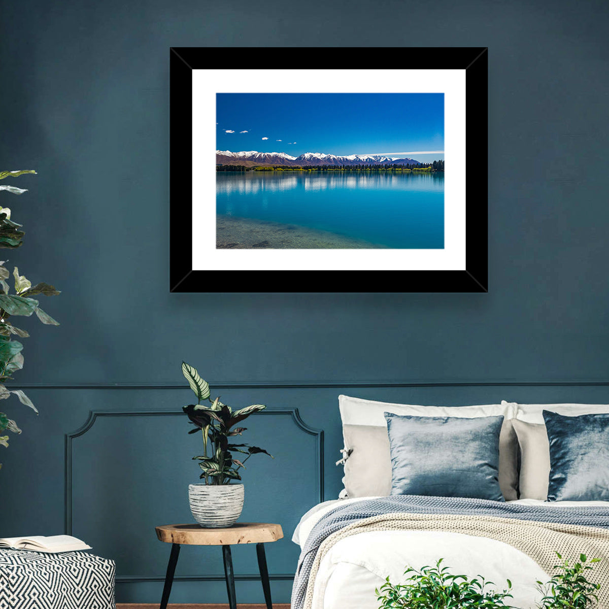 Lake Ruataniwha Reflection Wall Art in a room, landscape