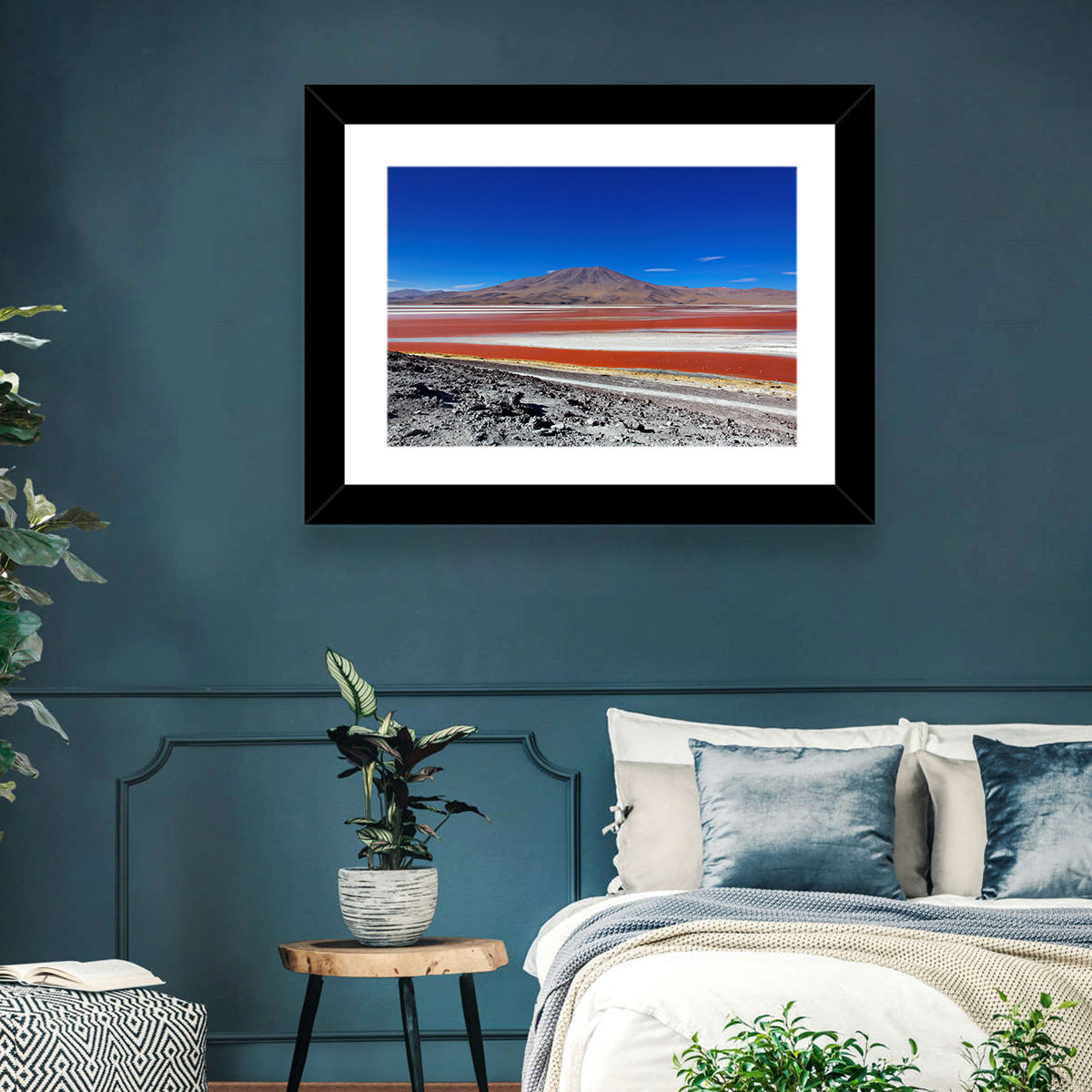 Laguna Colorada Red Lake Wall Art in a room, landscape