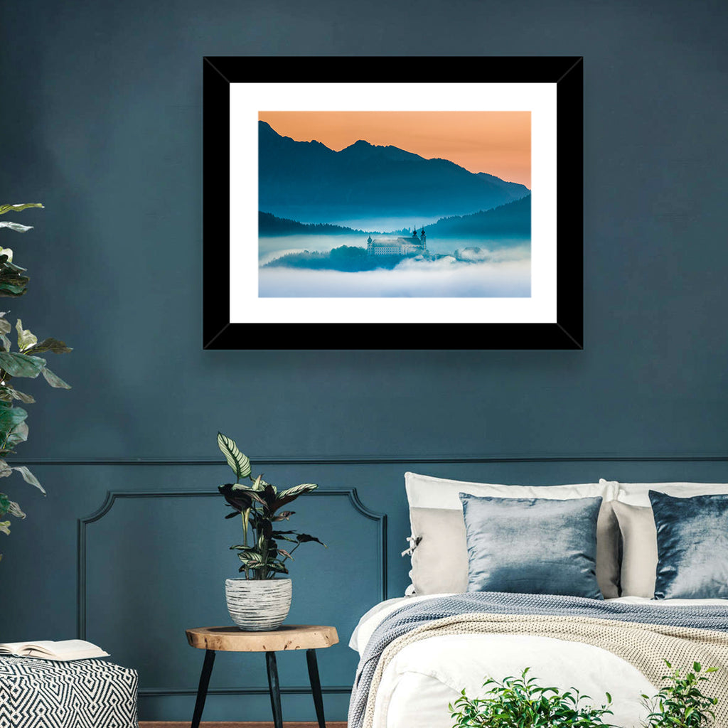 Benediktbeuern Abbey in Morning Fog Wall Art