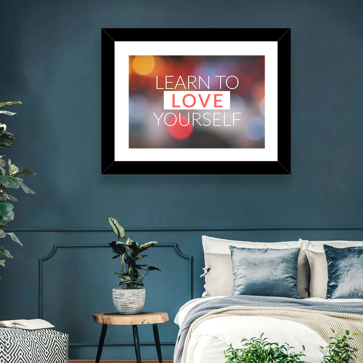 Learn to Love Yourself Wall Art in a room, landscape