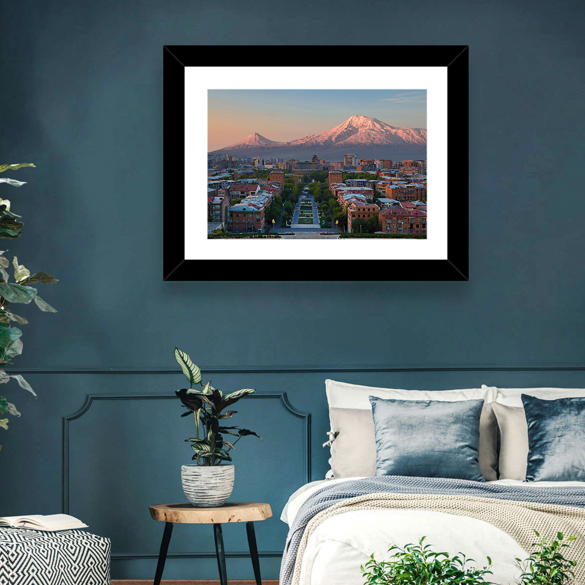 Sunset Over Mount Ararat from Yerevan Wall Art in a room, landscape