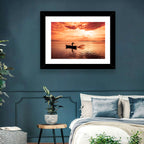 Uluabat Lake Fisherman at Dusk Wall Art