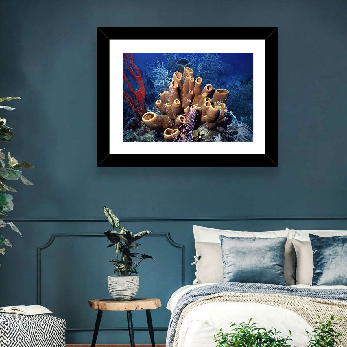 Belize Reef Sponge Scene Wall Art in a room, landscape