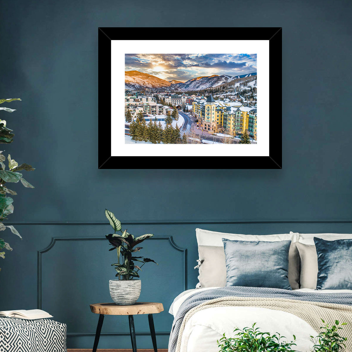 Vail Village Skyline Wall Art in a room, landscape