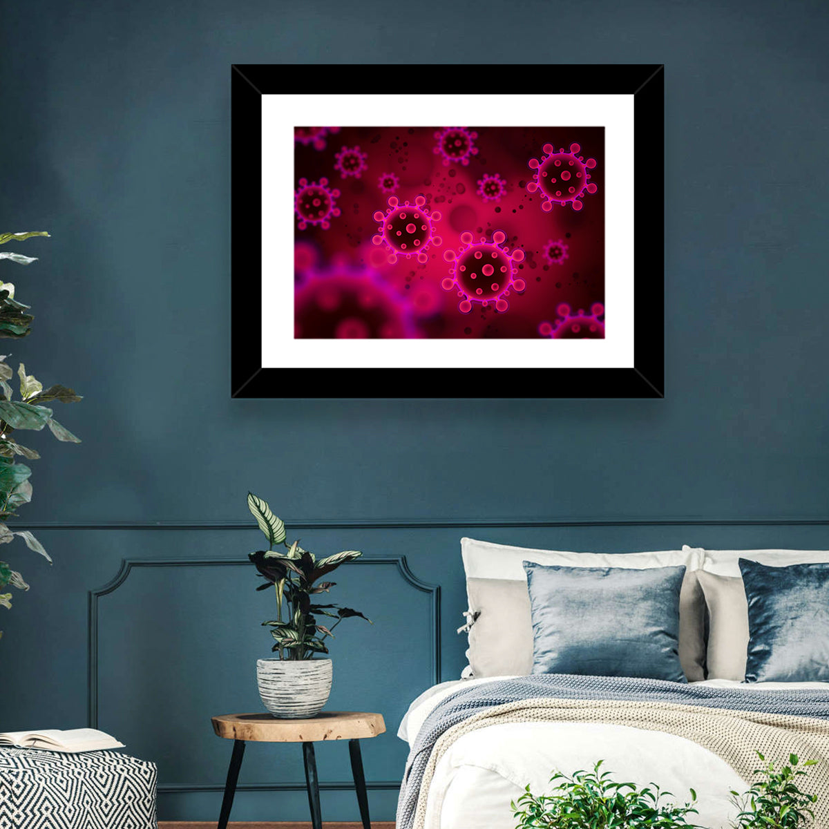 Microscopic Virus Particle Study Wall Art in a room, landscape
