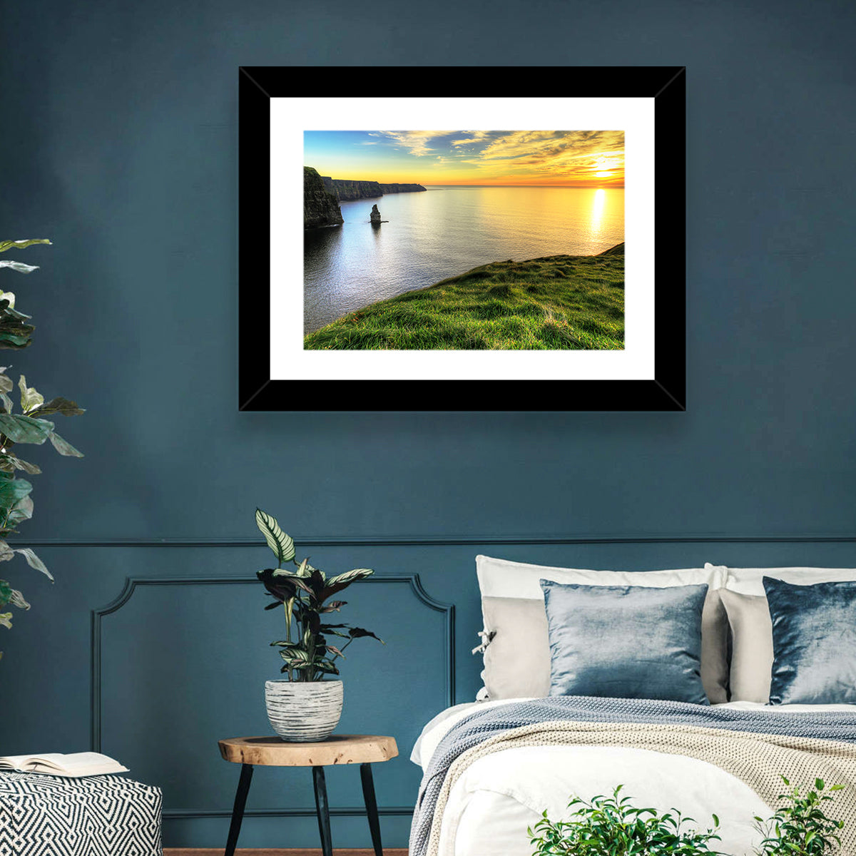 Cliffs of Moher at Sunset Wall Art in a room, landscape