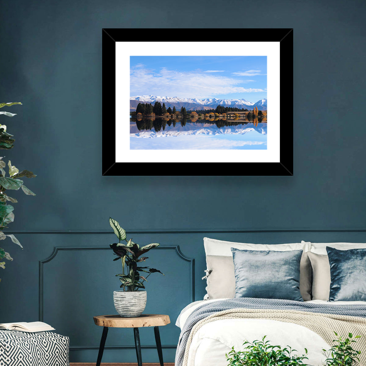 Ruataniwha Lake Reflection Wall Art in a room, landscape