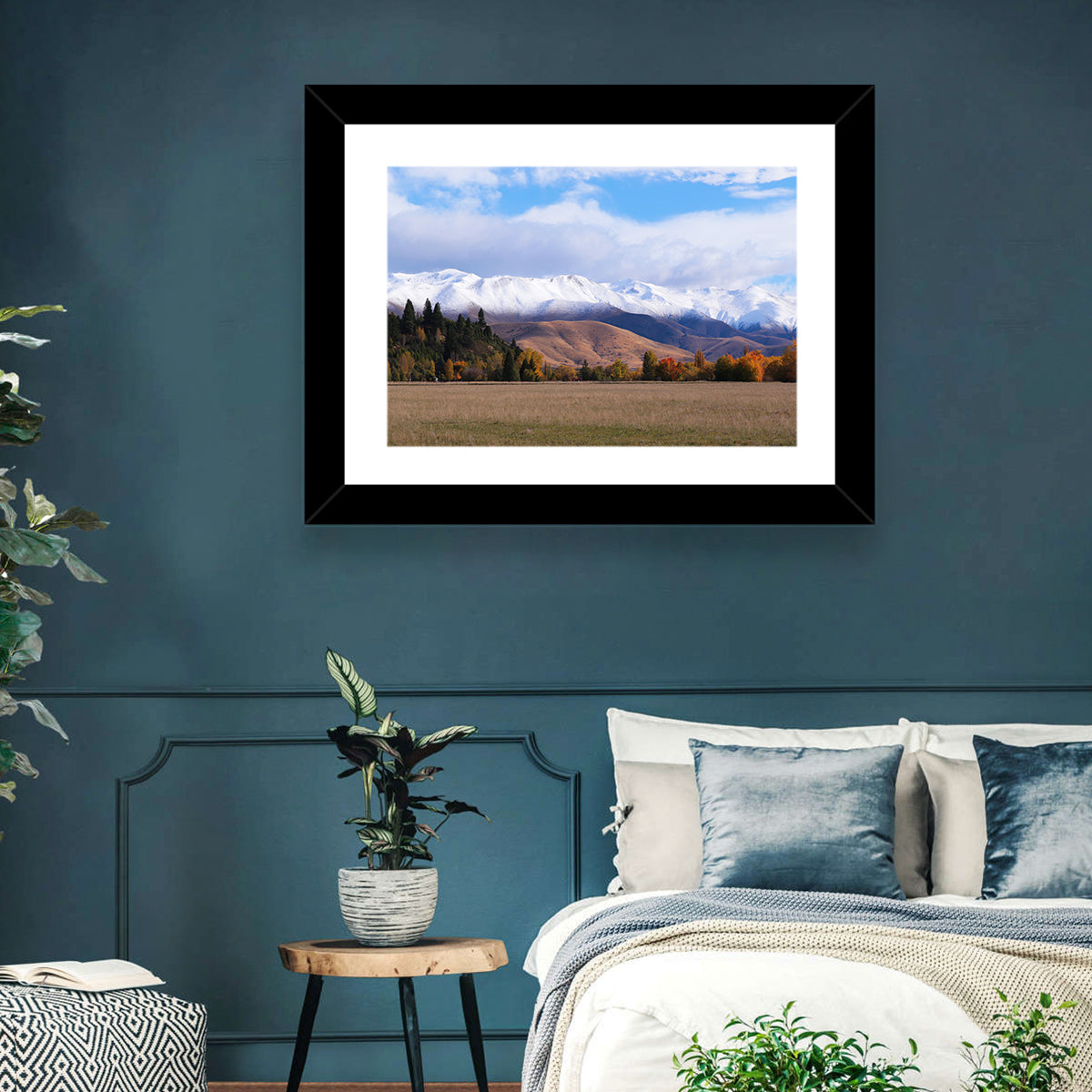 Ben Ohau Mountain Meadow Wall Art in a room, landscape