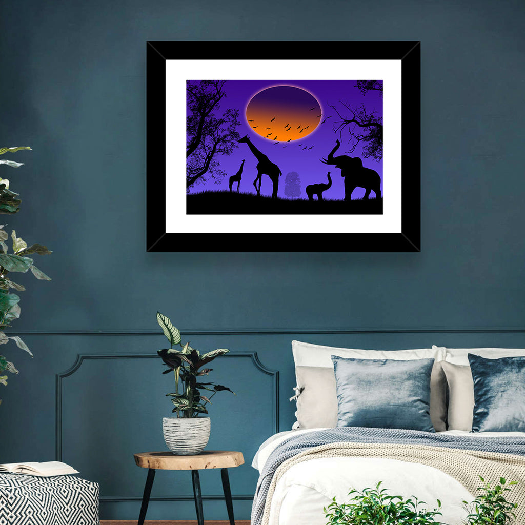 Sunset Savannah Silhouette Wall Art