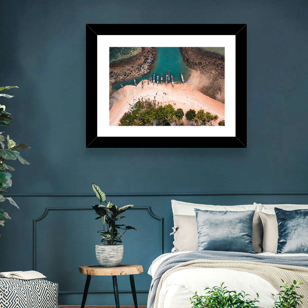Koh Samui Long-tail Boats Wall Art in a room, landscape