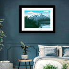 Tranquil Mountain Lake Illustration Wall Art
