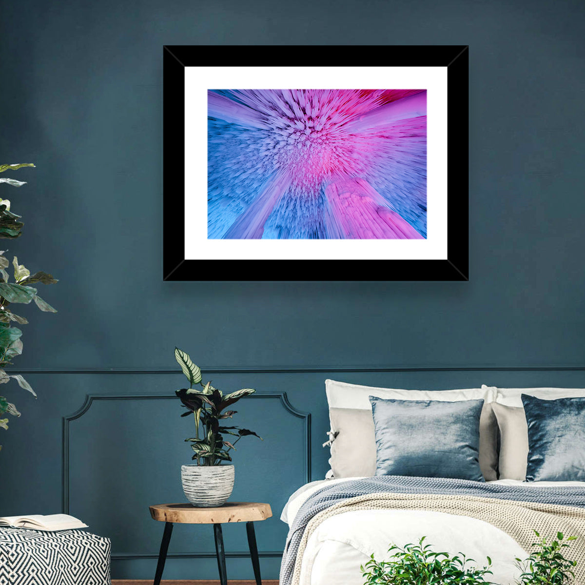 Ethereal Ice Cave Icicles Wall Art in a room, landscape