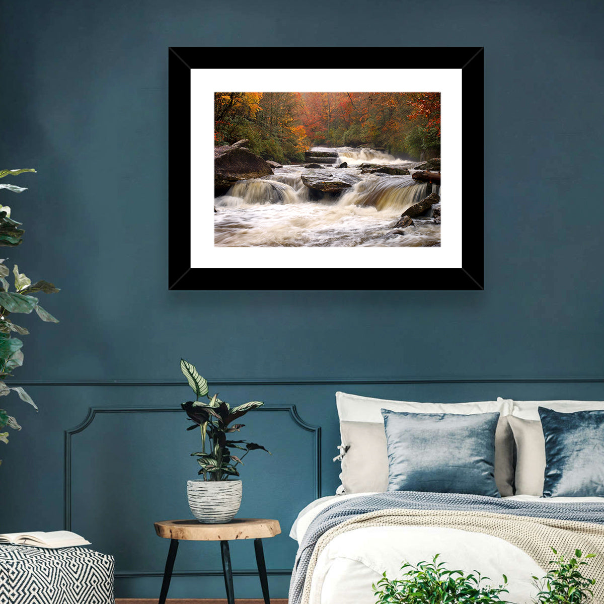 Carolina River in Autumn Wall Art in a room, landscape
