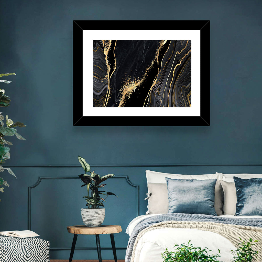 Diagonal Gold Veined Marble Wall Art