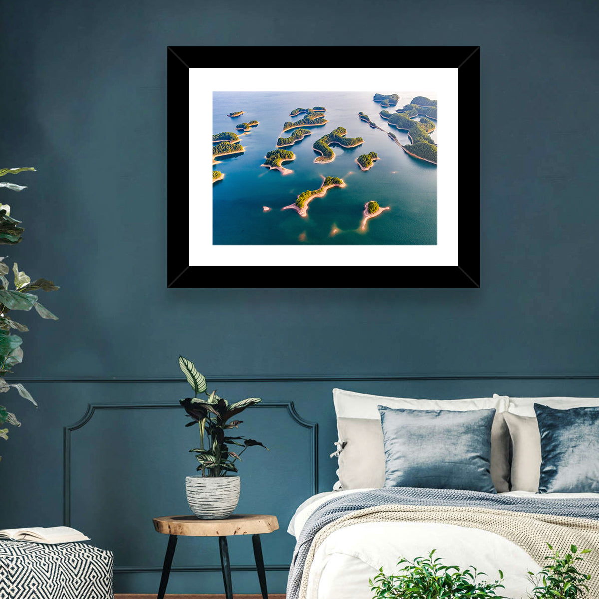Qiandao Lake Aerial View Wall Art in a room, landscape