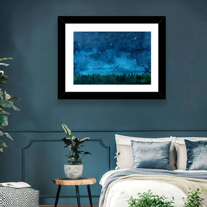 Starry Meadow Night Sky Wall Art