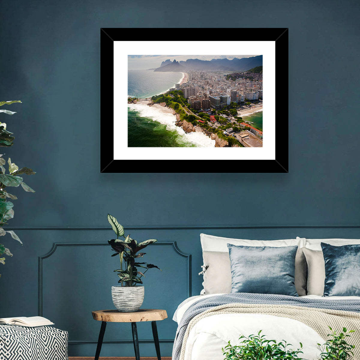 Ipanema Coast Aerial View Wall Art in a room, landscape