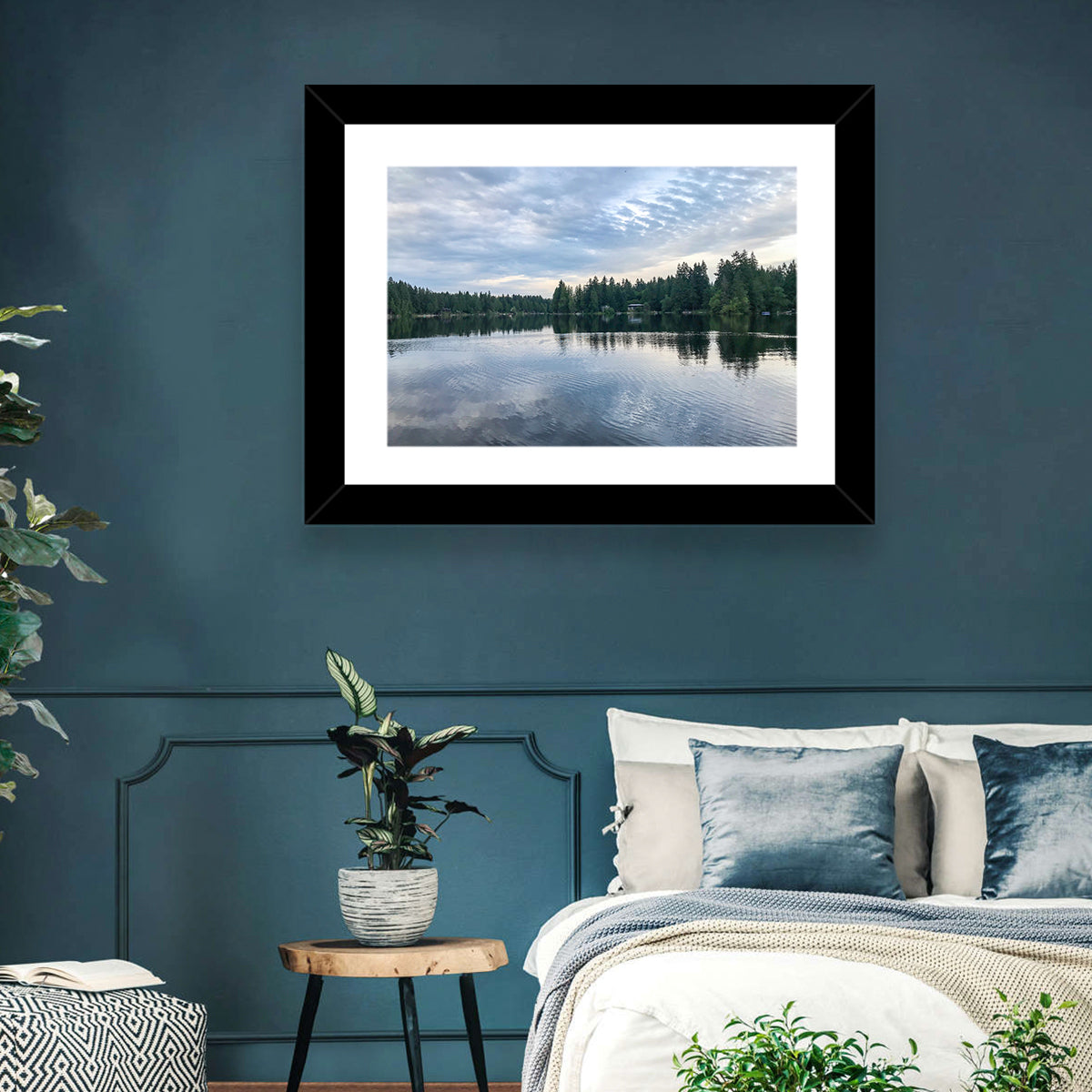 Beaver Lake Park Sunrise Reflection Wall Art in a room, landscape