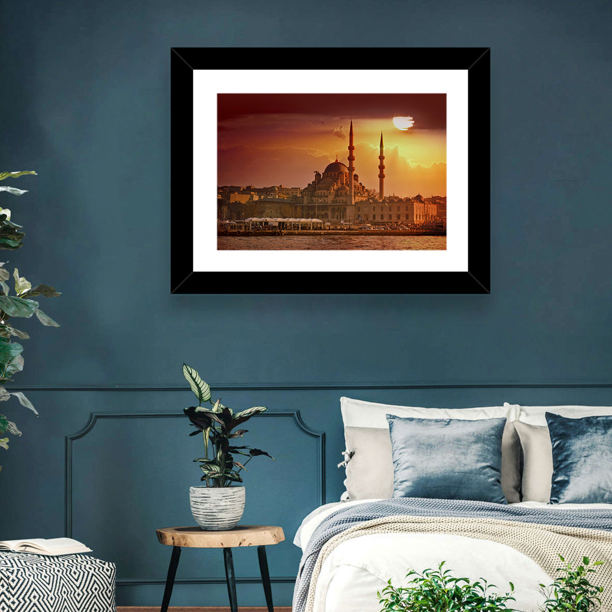 Yeni Cami Golden Hour Wall Art in a room, landscape