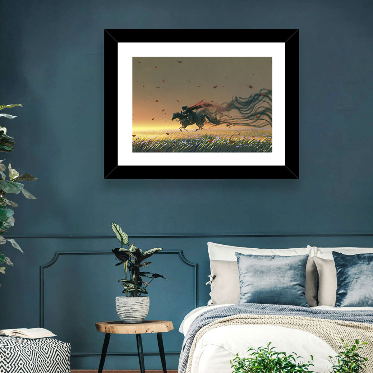 Unstoppable Knight with Red Cape Wall Art in a room, landscape