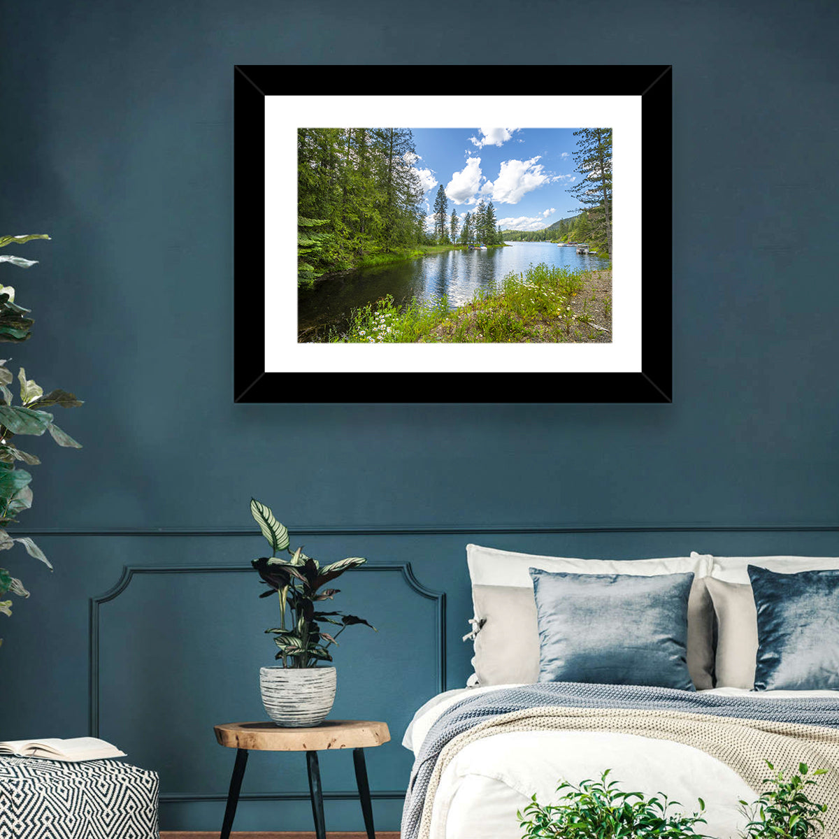 Lake Pend Oreille Wildflower View Wall Art in a room, landscape