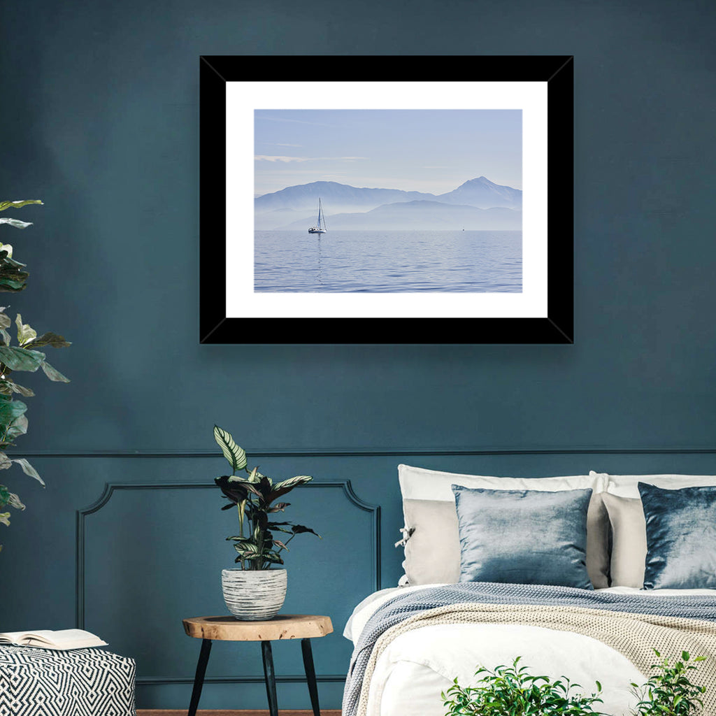 Sailboat and Misty Mountains Wall Art
