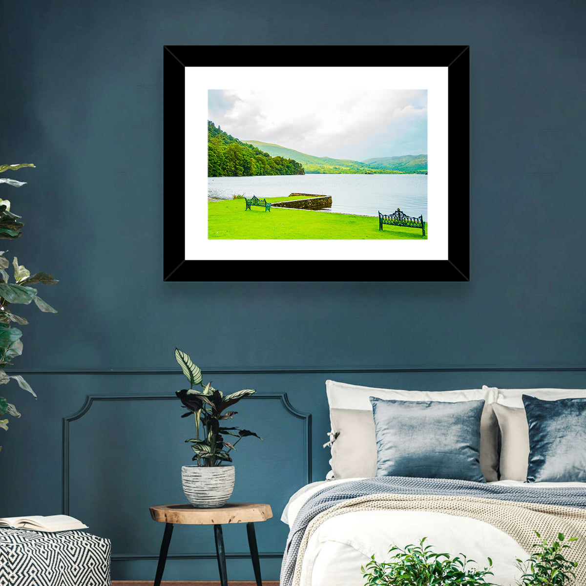 Ullswater Lakeside Benches Wall Art in a room, landscape