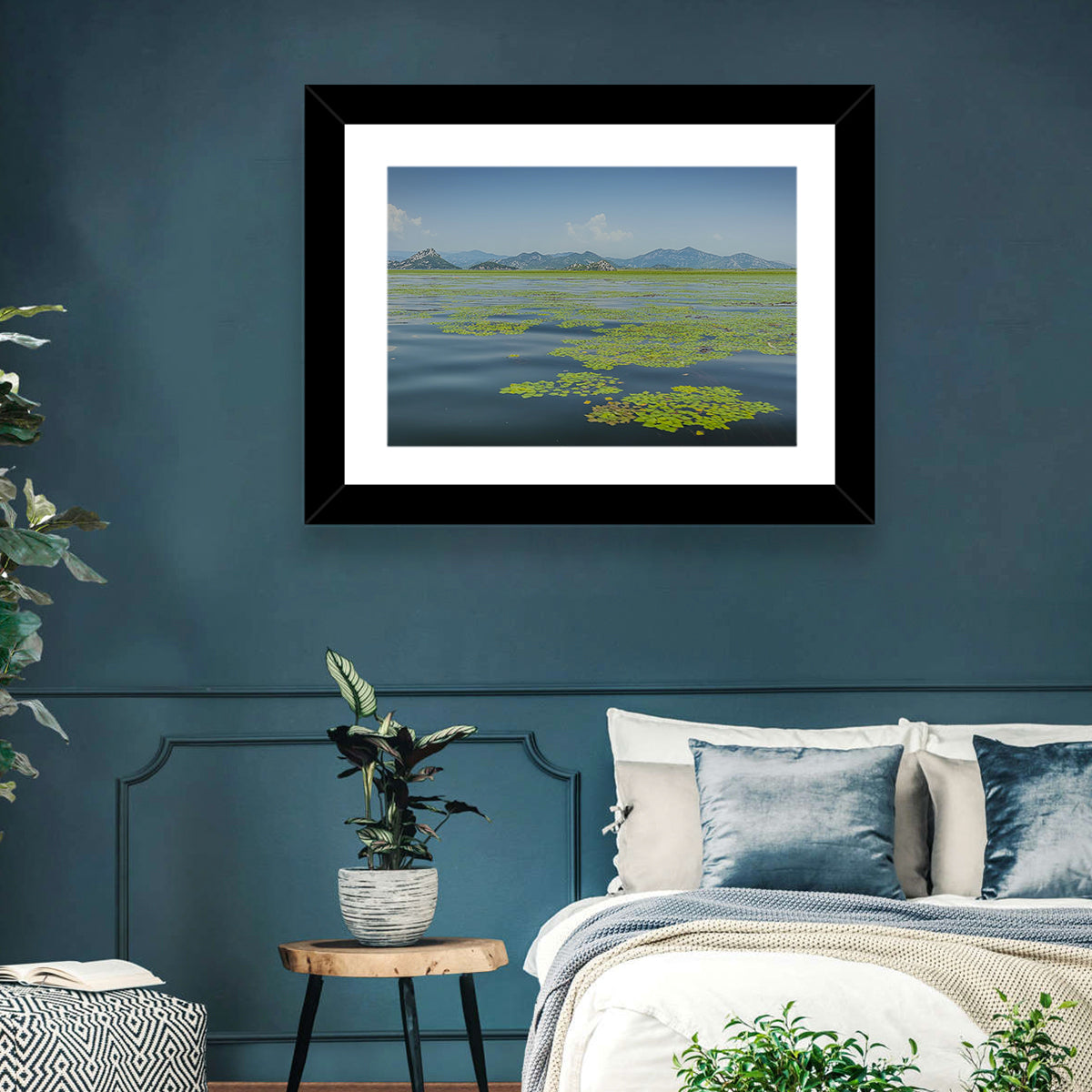 Lake Skadar Water Lilies Wall Art in a room, landscape