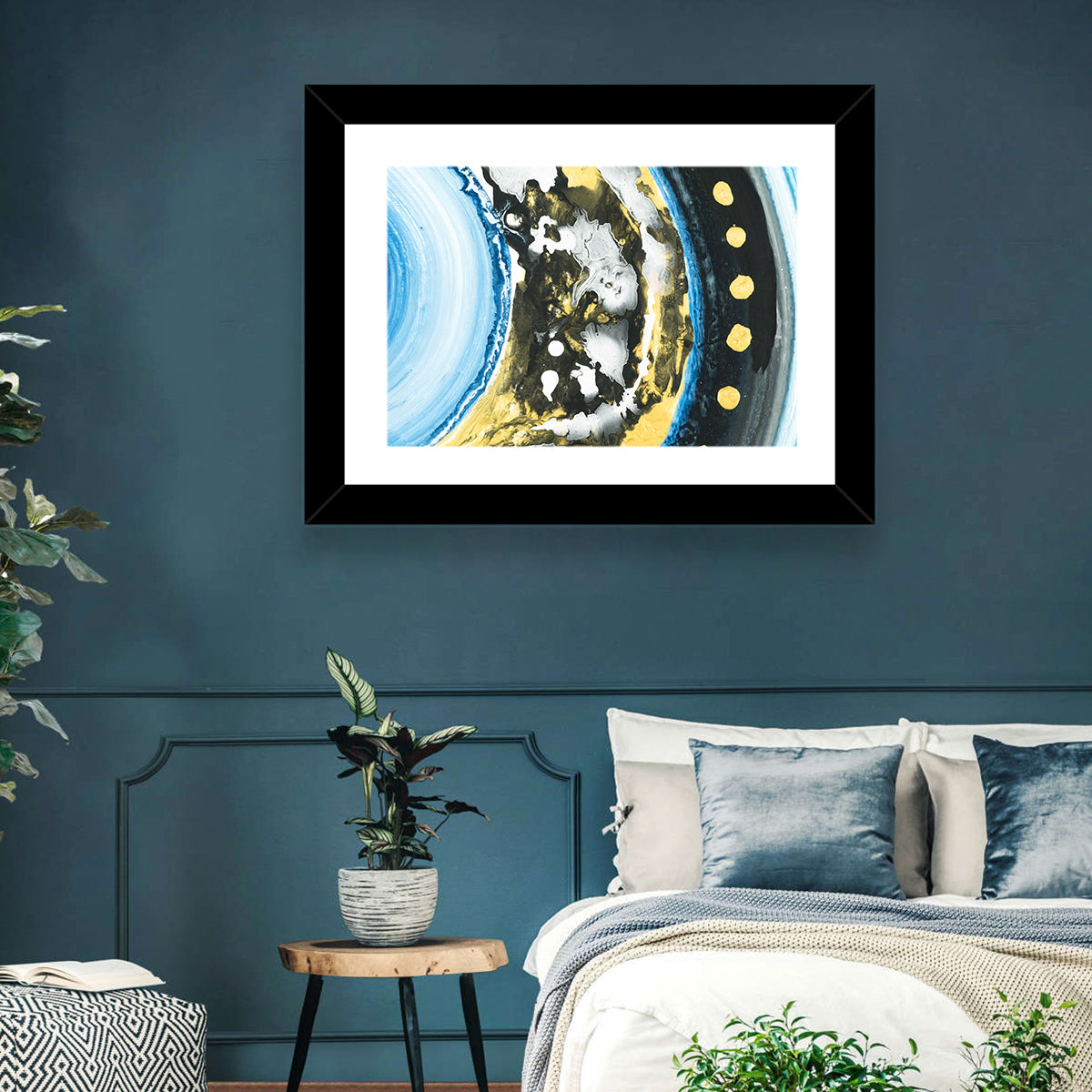 Planet Rings in Blue and Gold Wall Art