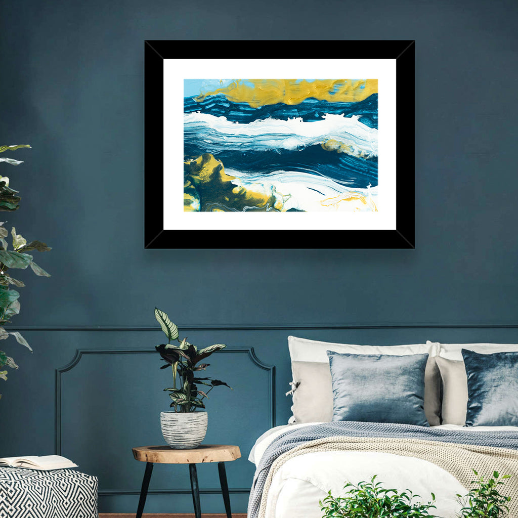 Flowing Streams with Gold Accents Wall Art