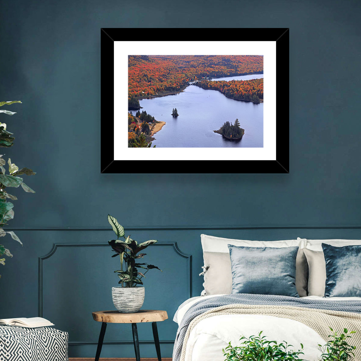 Lake Monroe Aerial with Islands Wall Art in a room, landscape
