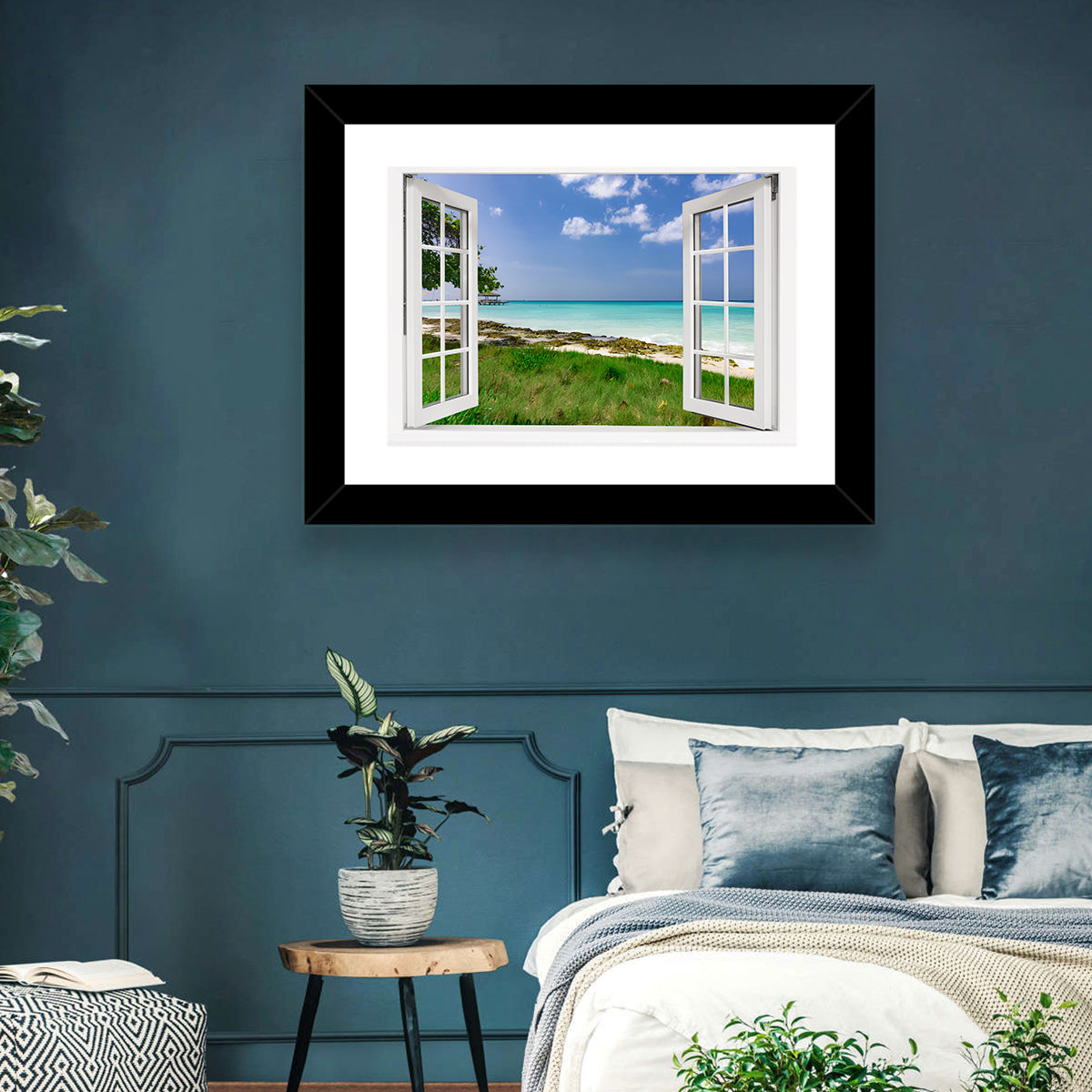 Gazebo on Pier Over Turquoise Ocean Wall Art