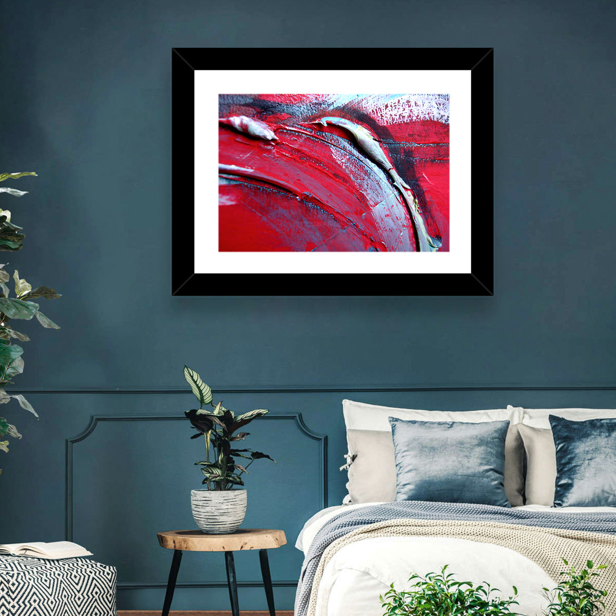 Crimson Impasto Motion Wall Art