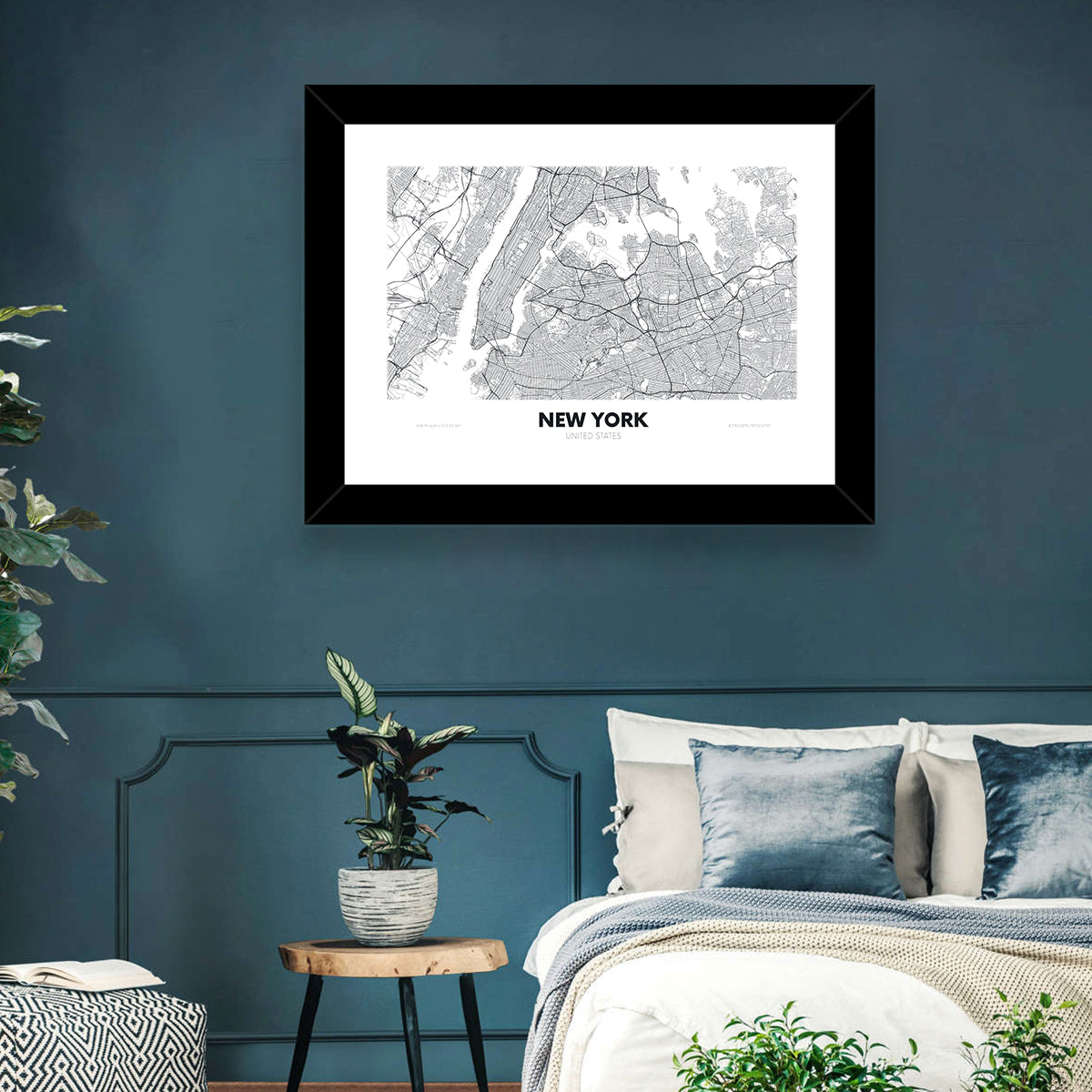 New York Street Grid Map Wall Art in a room, landscape