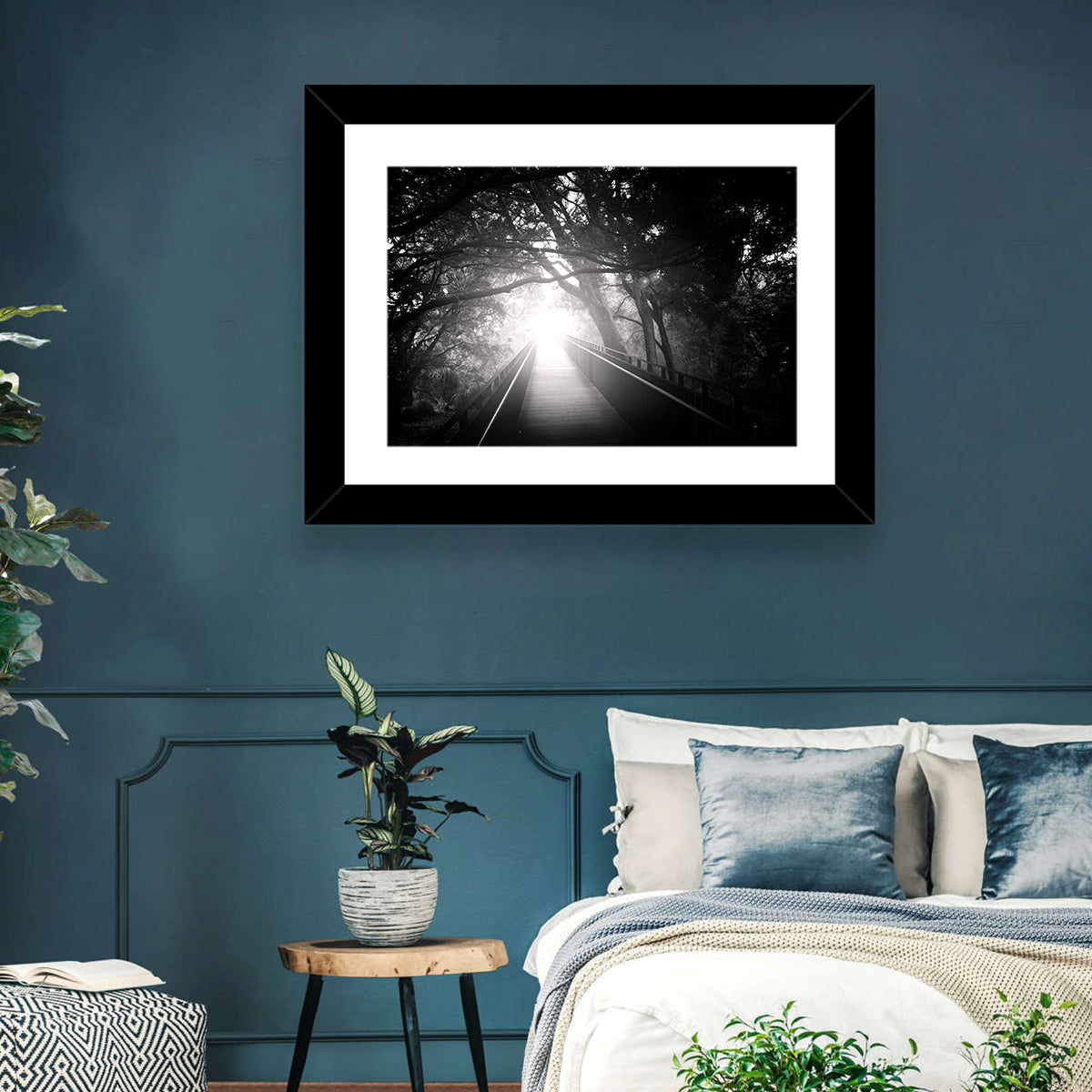 Foggy Forest Bridge Wall Art