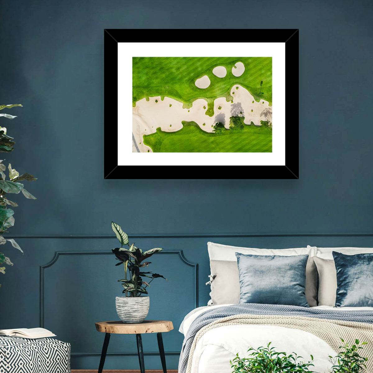 Aerial Golf Course Landscape Wall Art in a room, landscape