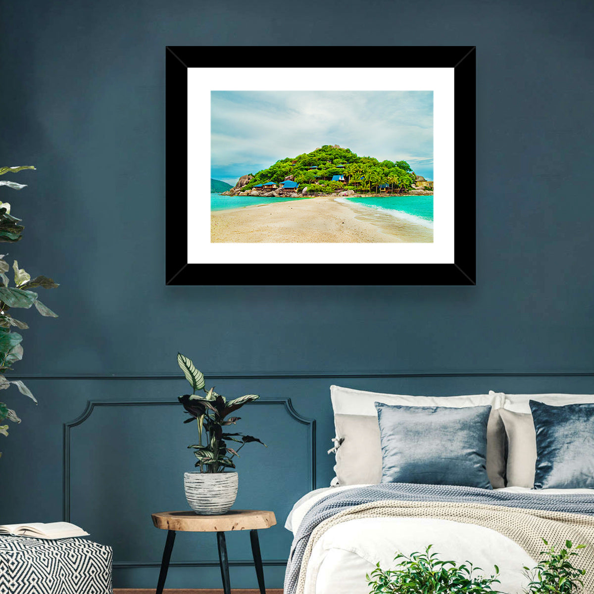 Koh Nang Yuan Sandbar Island Beach Wall Art in a room, landscape