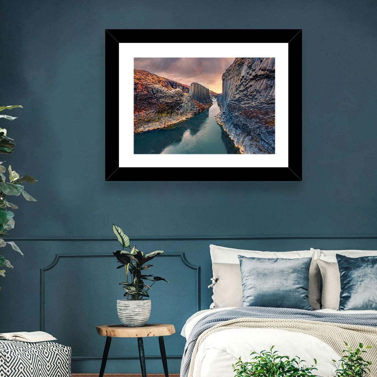 Studlagil Canyon at Sunset Wall Art in a room, landscape