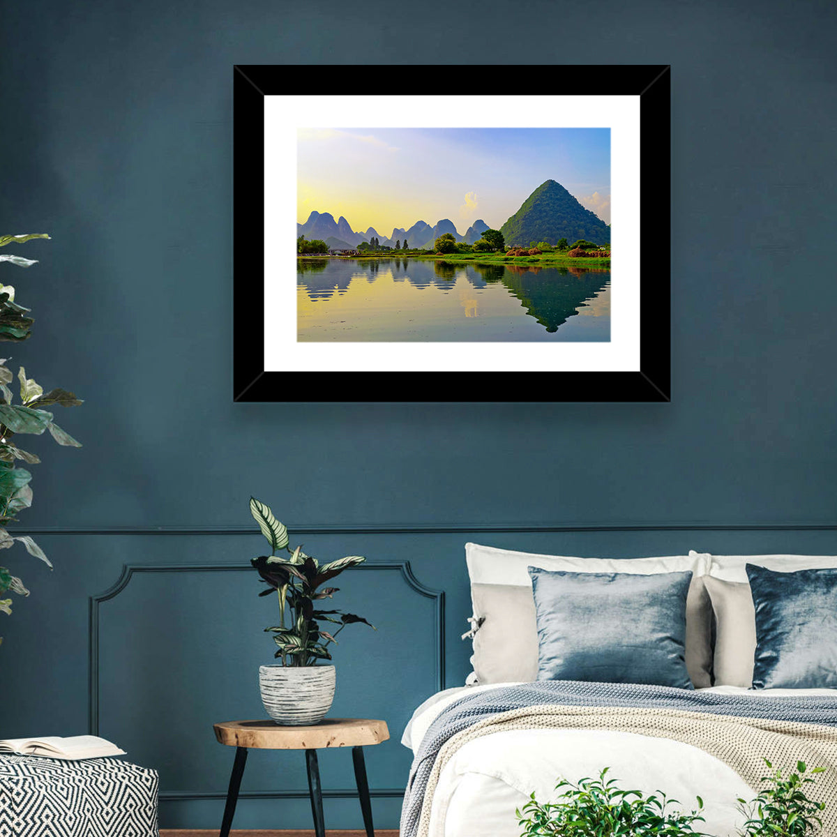 Yangshuo Reflection on Li River Wall Art in a room, landscape