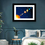 Diagonal Solar System Illustration Wall Art