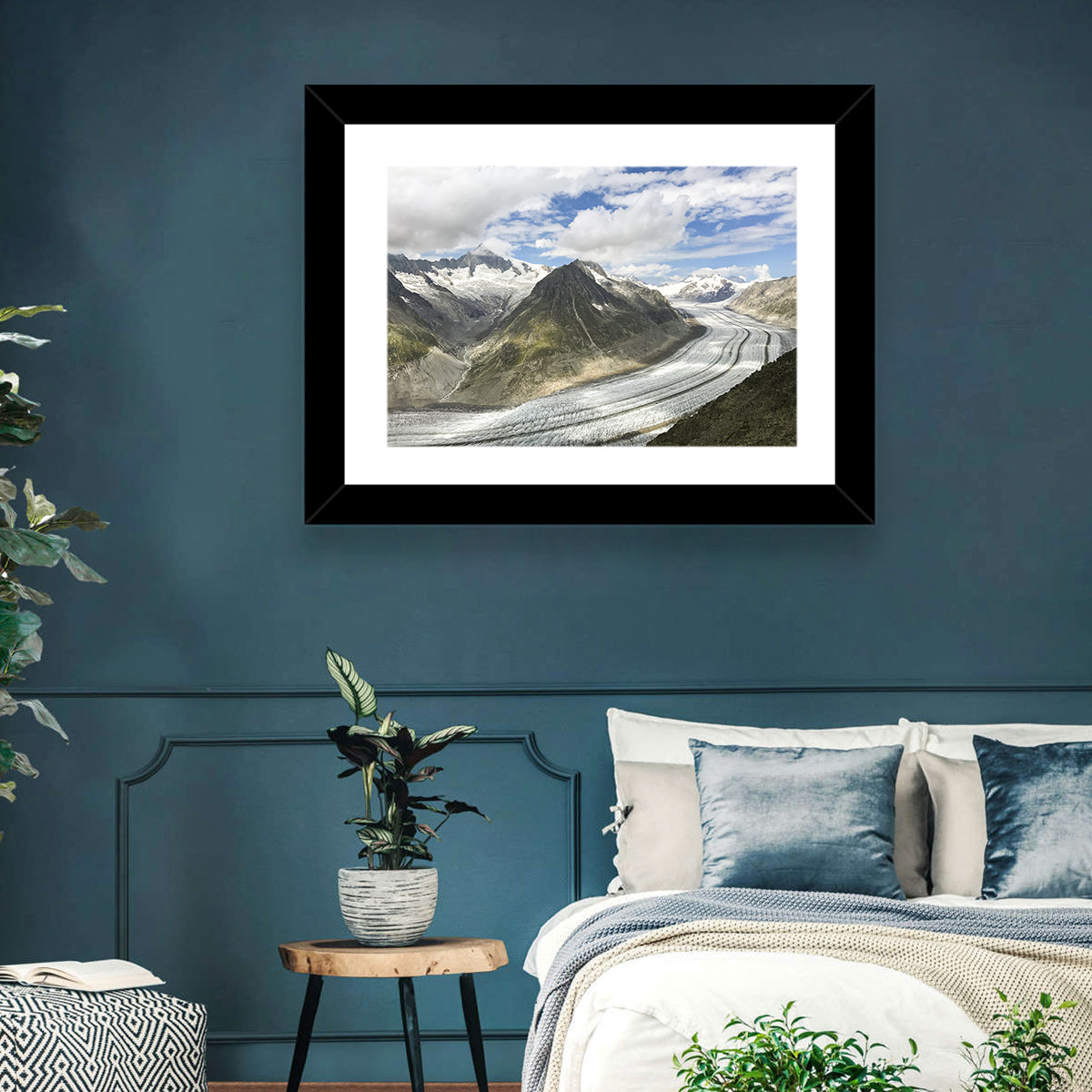 Aletsch Glacier Wall Art in a room, landscape
