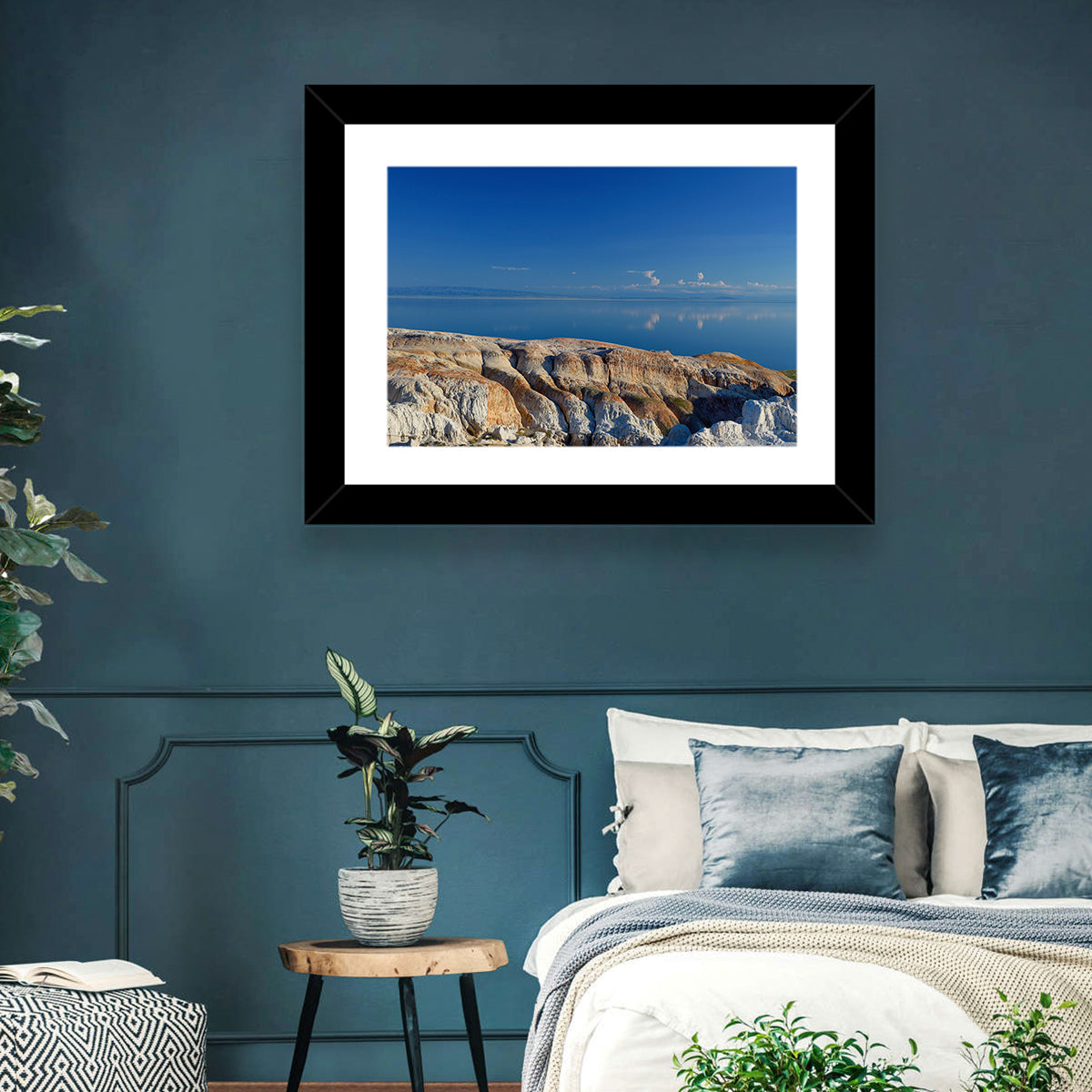 Shekelmes Tract Cliff Over Lake Wall Art in a room, landscape