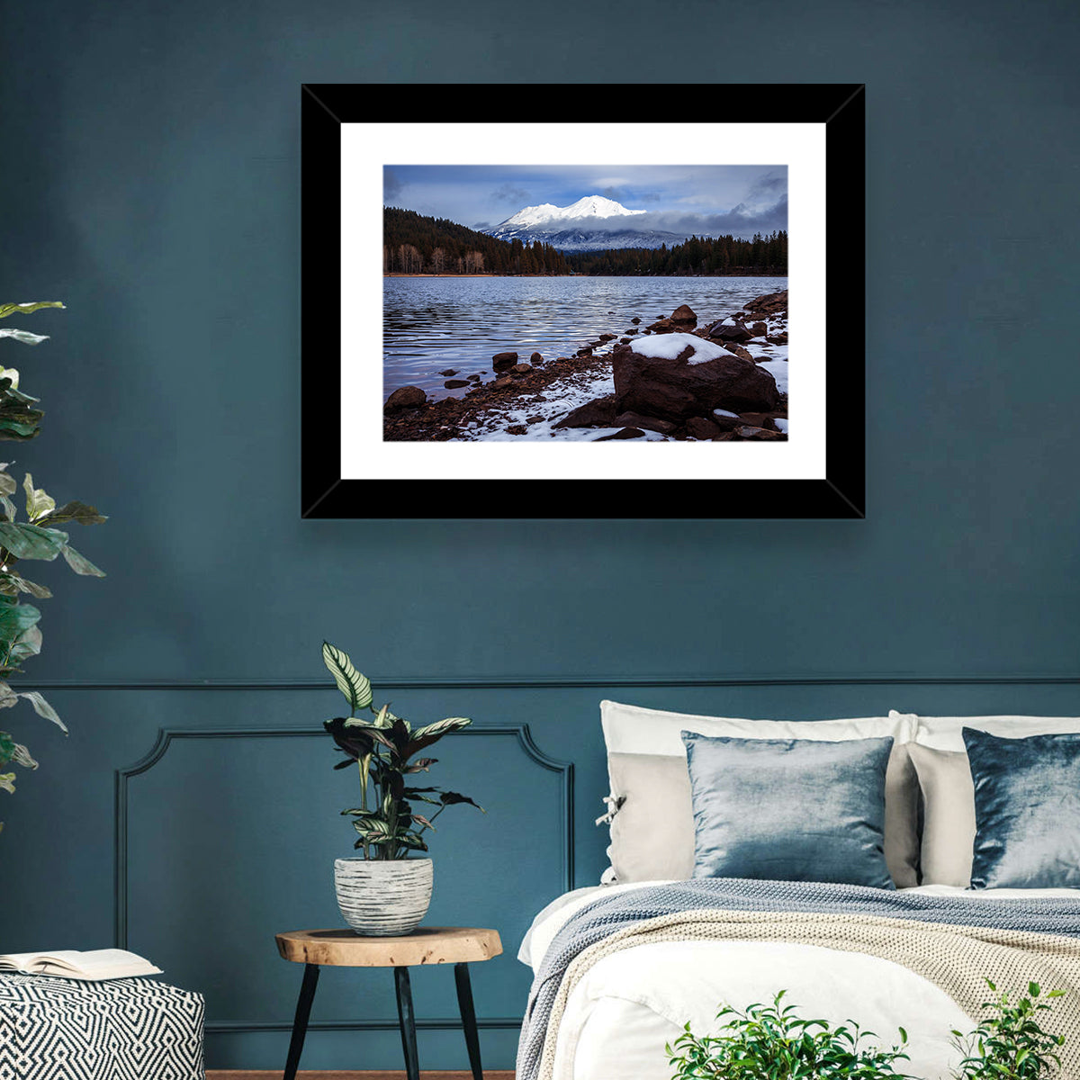Mount Shasta and Lake Siskiyou Wall Art in a room, landscape